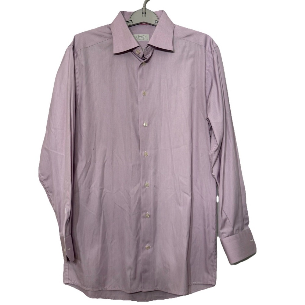 Eton Contemporary Dress Shirt Mens Large Blue Red Striped Button Up 41 16 Pink - Picture 3 of 8